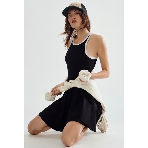 Daily Practice Dresses & Skirts - Daily Practice Anthropologie Cutout Fit and Flare Dress Small Black Ribbed Knit